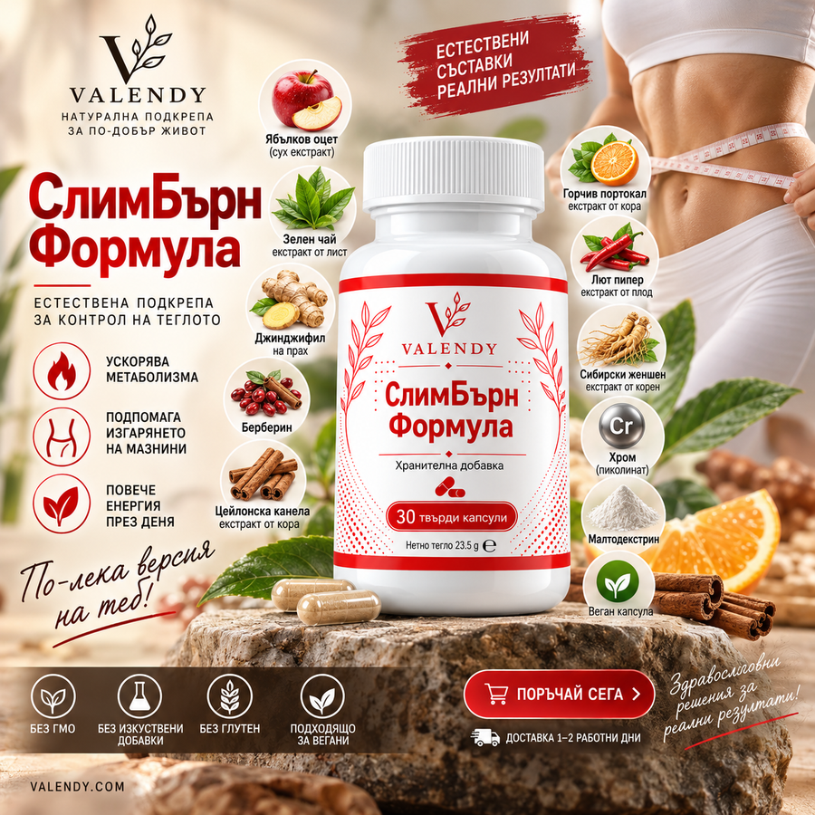 СлимБърн Формула — продуктова опаковка VALENDY